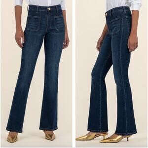 Kut From The Kloth Ana High Rise Flare Sailor sz 12Petite Classic Preppy Office